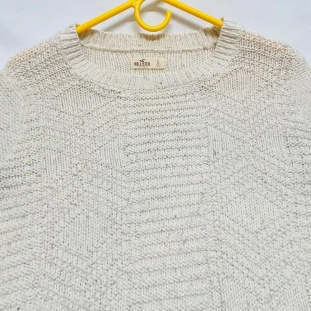 Hollister Knit Sweater Women's Large Oatmeal Heather Comfy Pullover Crewneck GUC - Picture 9 of 9